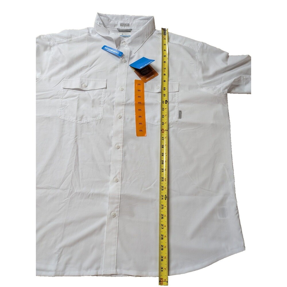 Columbia Shirt Mens 2XL White Omni-Wick Omni-Shade 40 UPF Short Sleeve Fishing